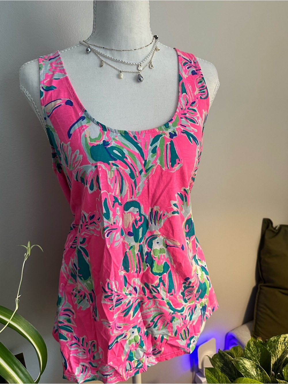 Lilly Pulitzer Pink Floral Scoop-Neck Tank